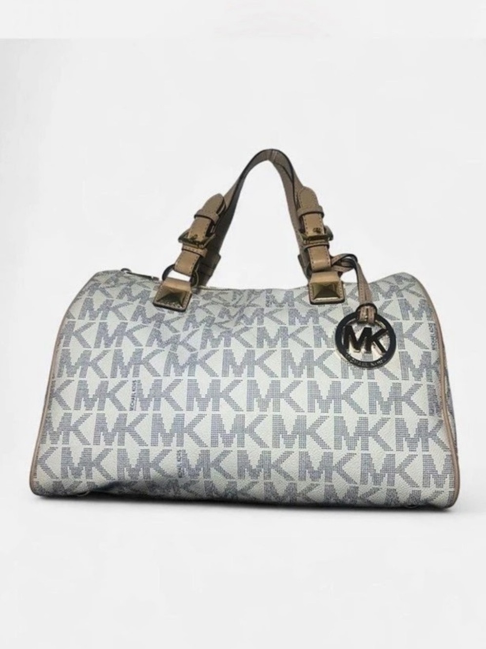 Michael Kors Medium Logo Purse in White & Grey